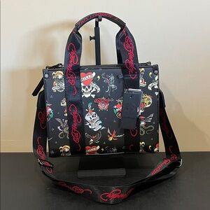 Ed Hardy | Black Graphic Tote Bag w/ Crossbody